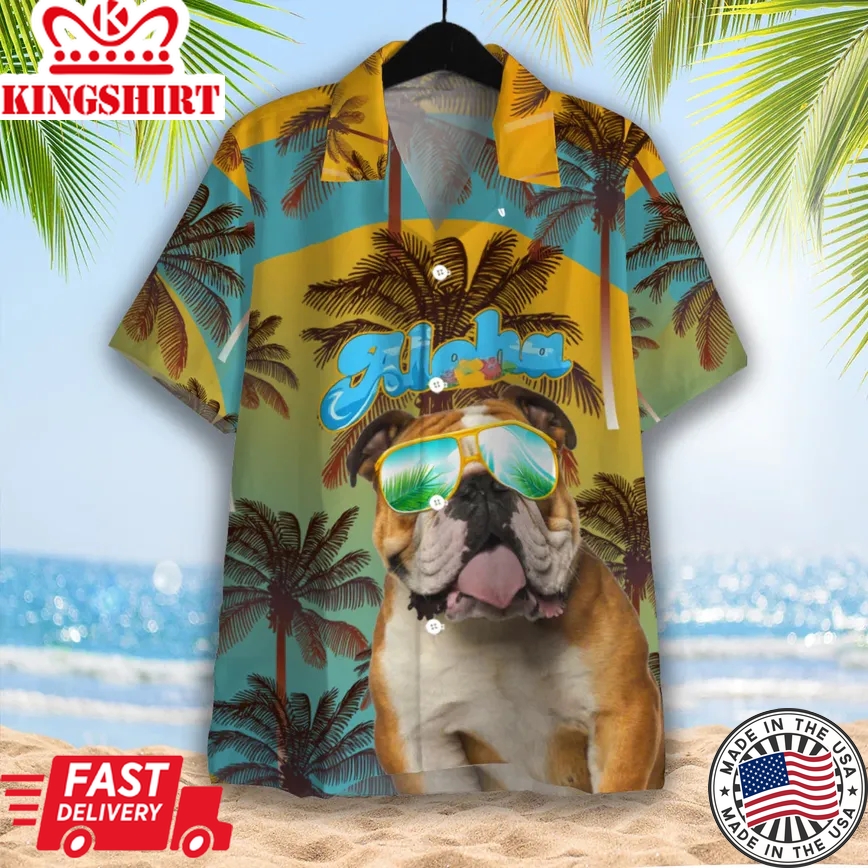 Bulldog Aloha Christmas Trendy Hawaiian Shirt