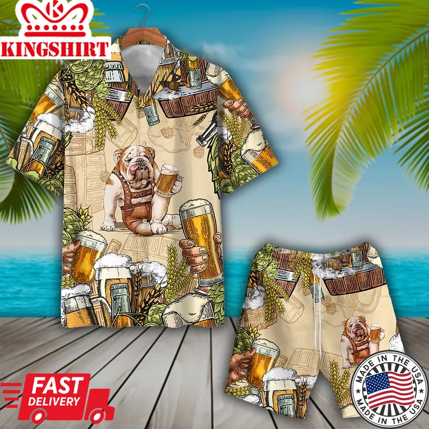 Bulldog Beer Trendy Hawaiian Shirt Set Unisex