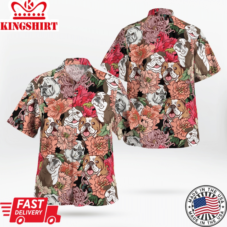 Bulldog Flower Trendy Hawaiian Shirt