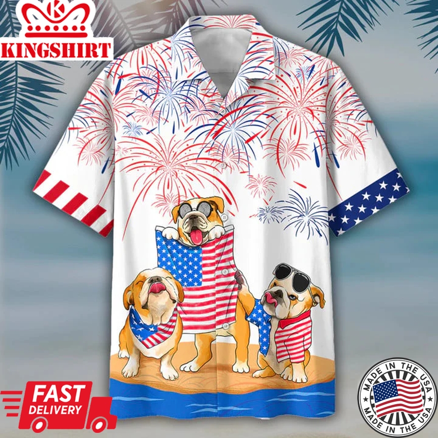 Bulldog Hawaii Aloha Beach Shirts For Summer, Dog Hawaii Shirt For Independence Day Freedom Of Usa, Gift To Dog Lovers