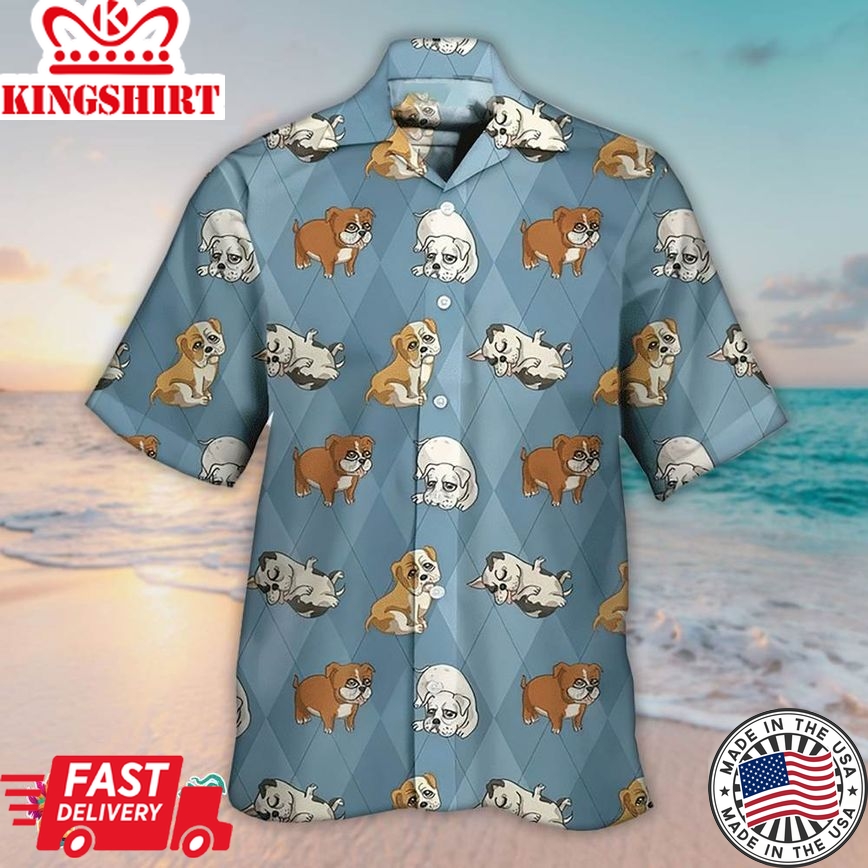 Bulldog Hawaiian Shirt Cute Puppy Bulldog, Aloha Hawaiian Shirts