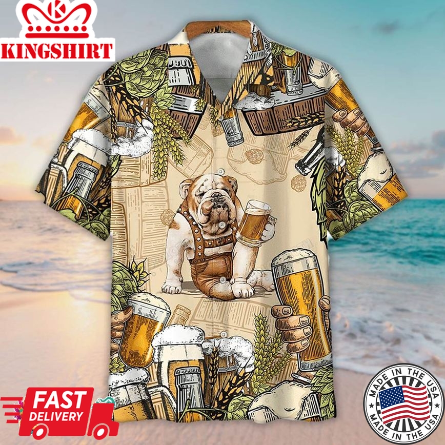 Bulldog Hawaiian Shirt Funny English Bulldog & Bee, Aloha Hawaiian Shirts