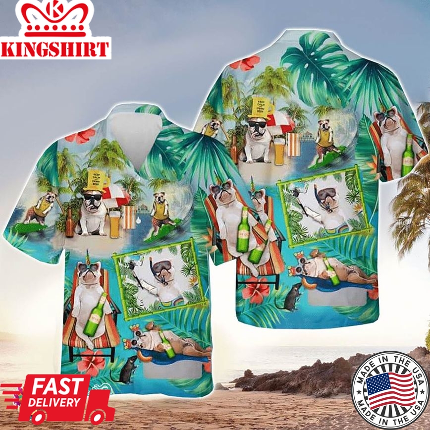 Bulldog Hawaiian Shirt Funny Surfing Summer Vacation, Aloha Hawaiian Shirts