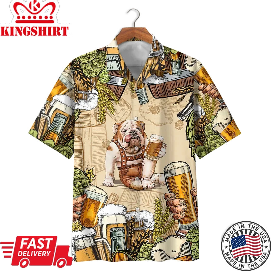 Bulldog Trendy Hawaiian Shirt