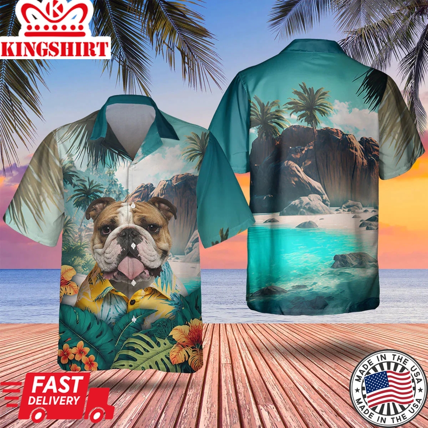 Bulldog Tropical Trendy Hawaiian Shirt New, Dog Trendy Hawaiian Shirt, Summer Gifts For Dog Lover