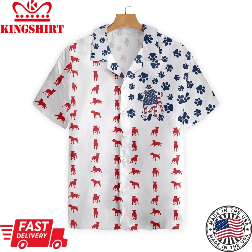 Bulldogs American Flag Trendy Hawaiian Shirt For Men, Bulldogs Summer Trendy Hawaiian Shirt, Dog Lover Shirts