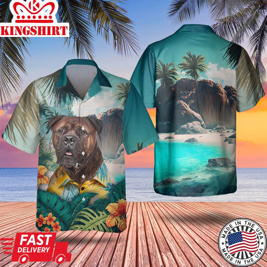 Bullmastiff 2 3D Tropical Trendy Hawaiian Shirt, Dog Trendy Hawaiian Shirt, Summer Gifts For Dog Lover