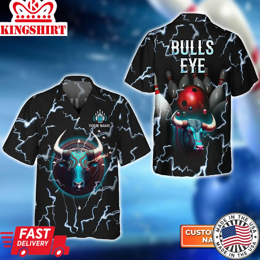 Bulls Eye Red Bowling Ball Team Trendy Hawaiian Shirt, Bowling Trendy Hawaiian Shirt For Men, Women, Bowling Team