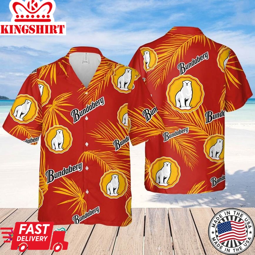 Bundaberg Hawaiian Palm Leaves Pattern Shirt, Beer Summer Party Hawaiian Shirt, Schlitz Beer Shirt