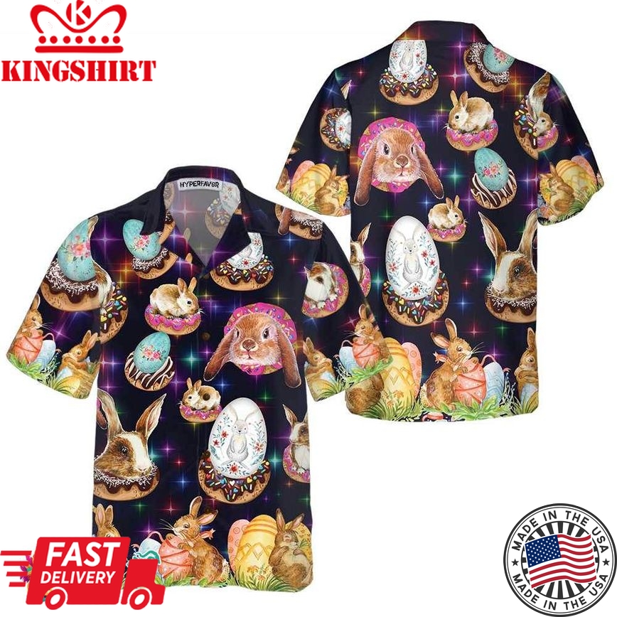 Bunnies In Galaxy Hawaiian Shirt, Easter Bunny Shirt, Funny Easter Shirt & Easter Gift Ideas