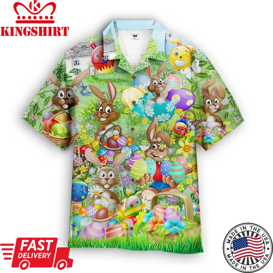 Bunny Enjoy Easter Day Aloha Trendy Hawaiian Shirts