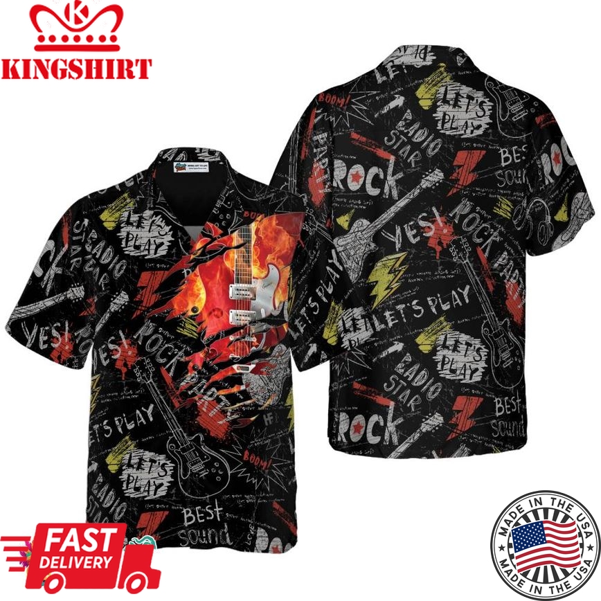 Burned Electric Guitar Hawaiian Shirt