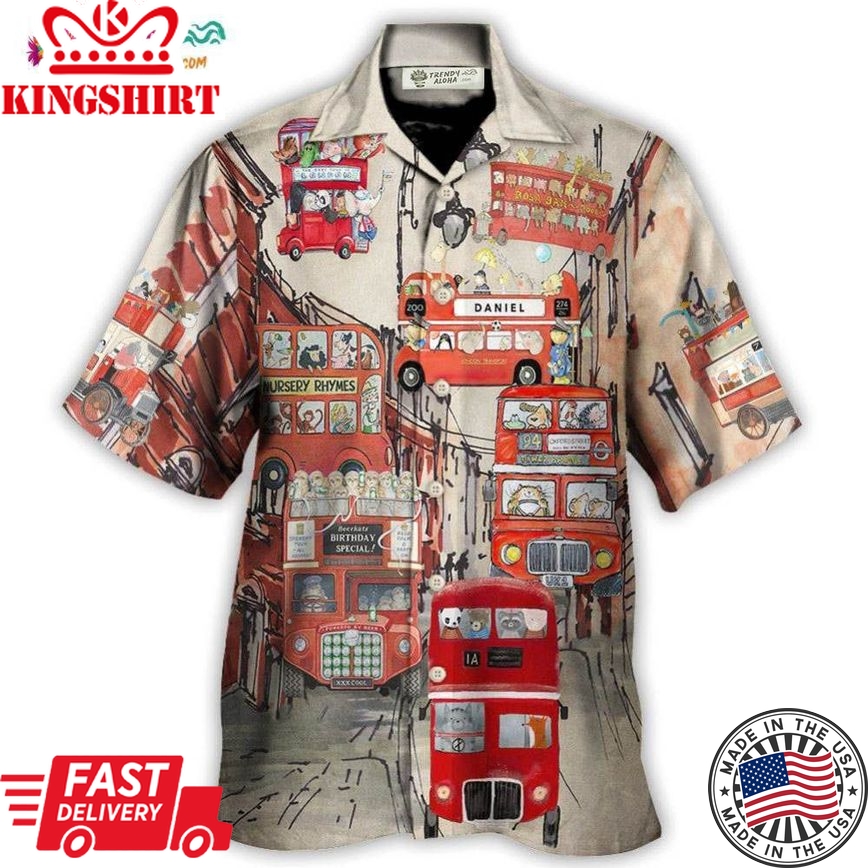 Bus Driver Big Red Party Bus Hawaiian Shirt