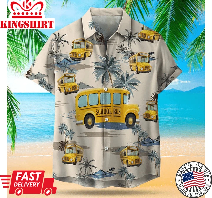 Bus Driver Hawaii Shirt, Bus Hawaiian Aloha Shirt, Gift For Driver Dad, Grandpa