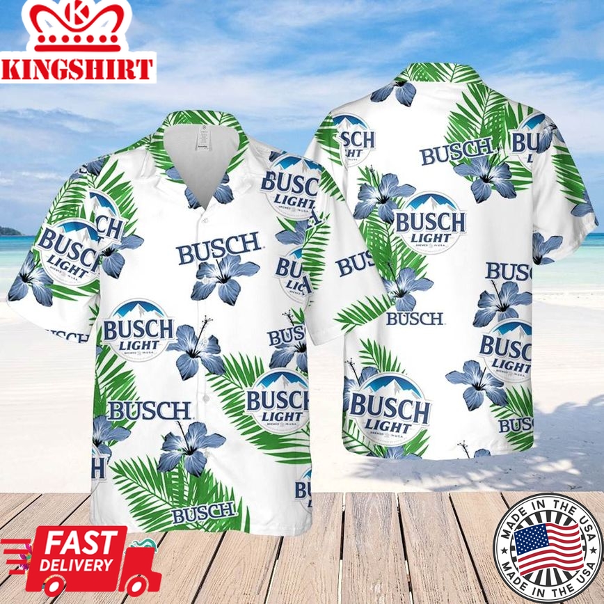 Busch Light Hawaiian Hibiscus Flower Pattern,Tropical Beach Shirt, Hawaiian Flower Shirt, Hawaiian Beer Shirt