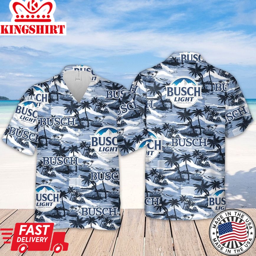 Busch Light Sea Island Pattern Trendy Hawaiian Shirt