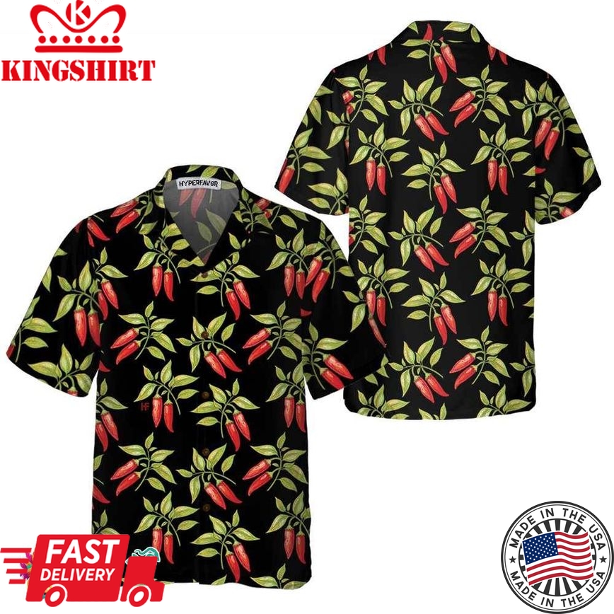 Bushes Of Red Chili Peppers Hawaiian Shirt, Funny Red Pepper Shirt For Men, Red Hot Chilli Shirt