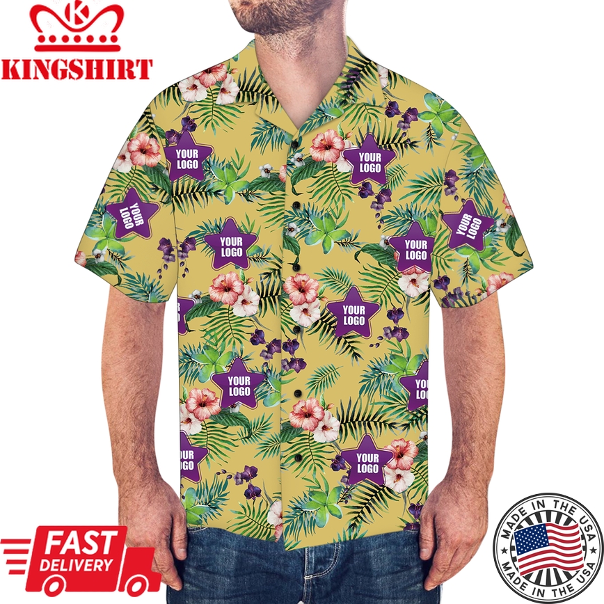 Business Logo Shirts, Custom Logo Shirt Men's Hawaiian Shirt