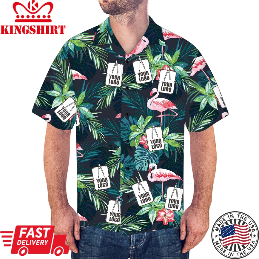 Business Logo Shirts, Men's Hawaiian Shirt Flamingo Flower