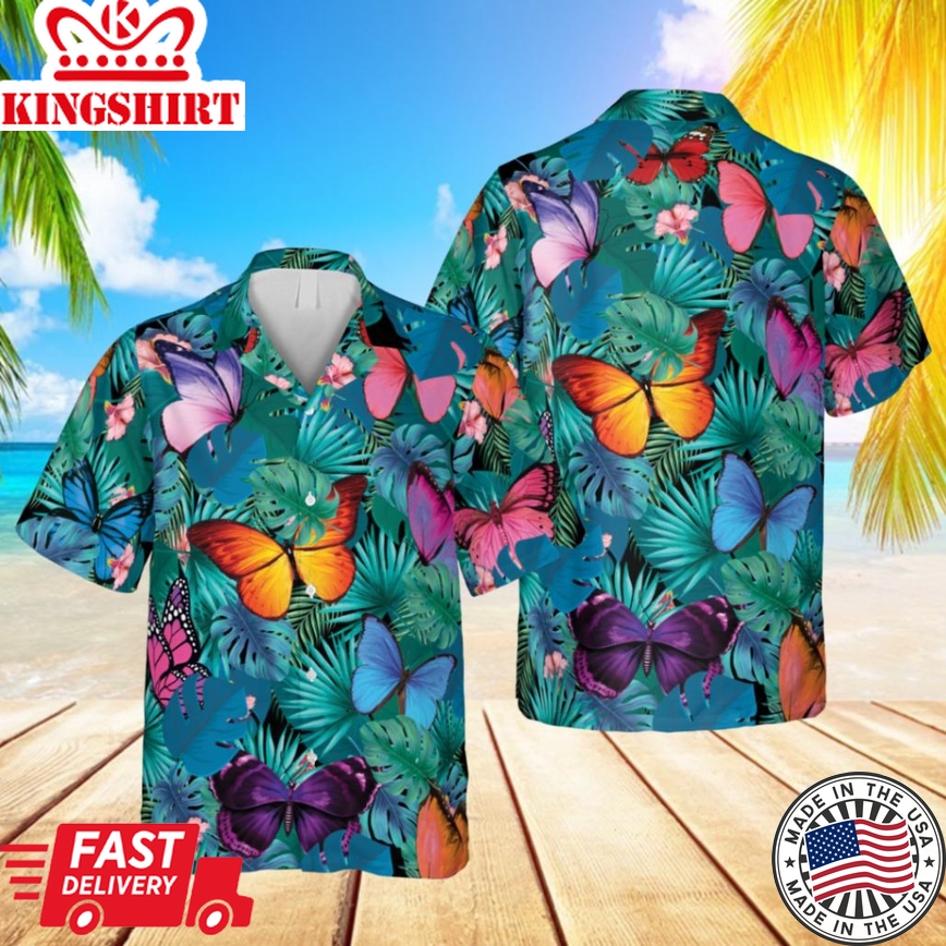 Butterflies Hawaii Shirt, Beach Shirt For Her