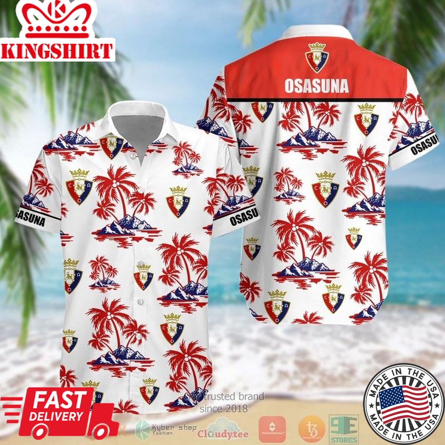 Ca Osasuna Coconut Tree White Red Trendy Hawaiian Shirt Aloha Shirt