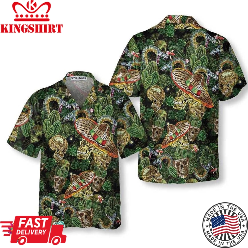 Cactus & Skull Hawaiian Shirt, Cool Skull Cactus Hawaiian Shirt, Cactus Gift For Men And Women