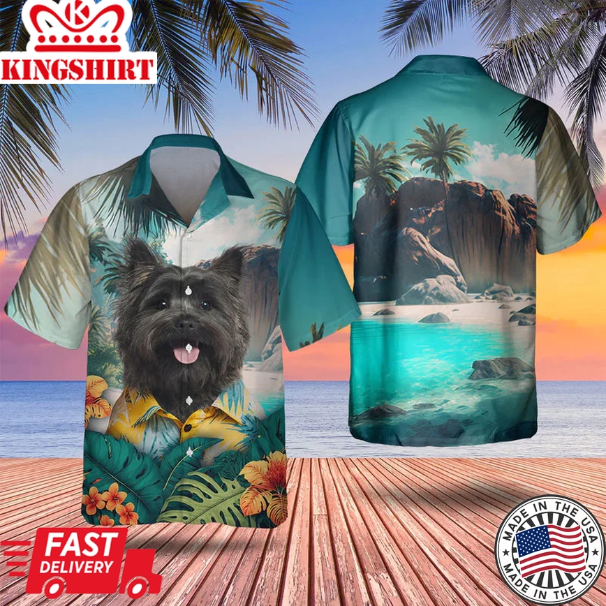 Cairn Terrier 3D Tropical Trendy Hawaiian Shirt, Dog Trendy Hawaiian Shirt, Summer Gifts For Dog Lover