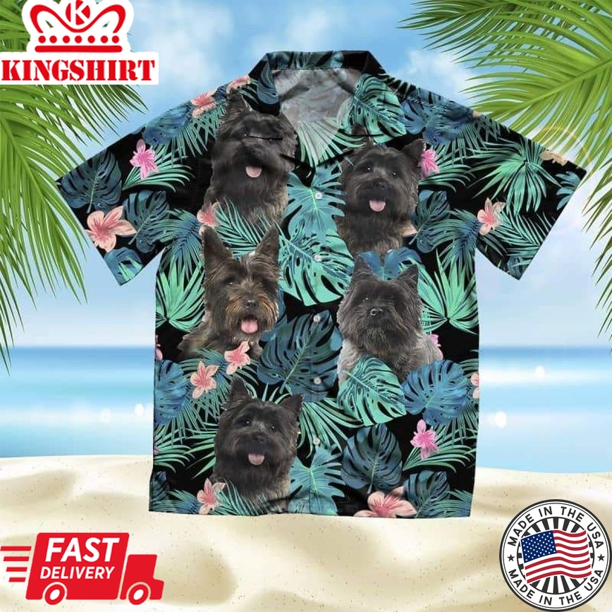 Cairn Terrier Dog Summer Leaves Trendy Hawaiian Shirt, Bulldog Trendy Hawaiian Shirt, Aloha Shirt For Dog Lover Summer Gifts