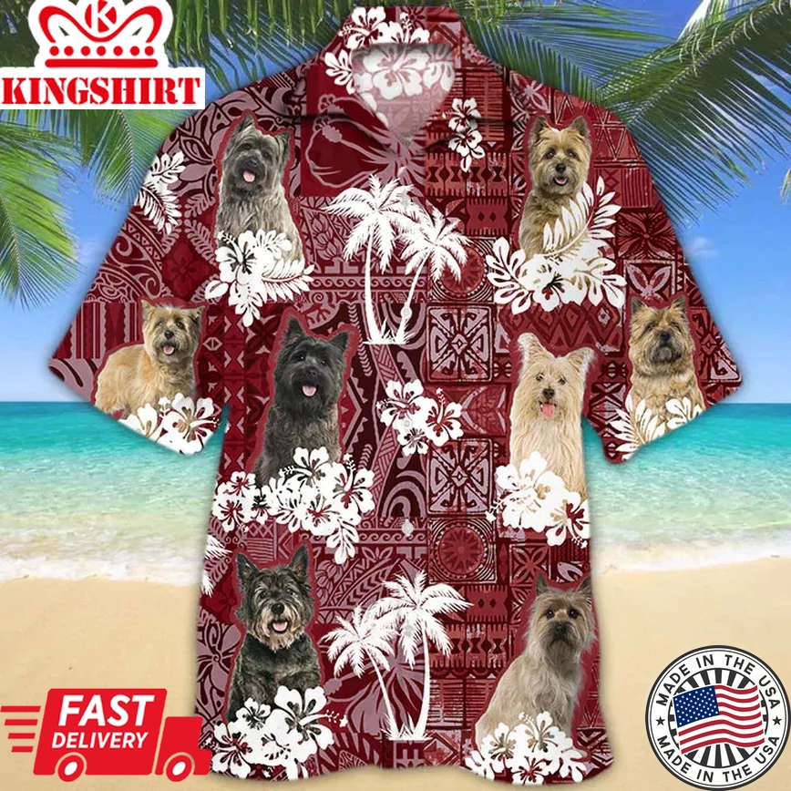 Cairn Terrier Red Trendy Hawaiian Shirt, Gift For Dog Lover Shirts, Animal Summer Shirts, Trendy Hawaiian Shirt Men