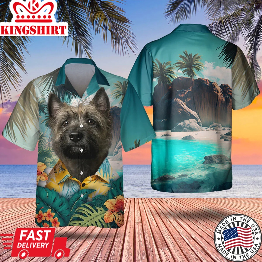 Cairn Terrier Tropical Trendy Hawaiian Shirt, Dog Trendy Hawaiian Shirt, Summer Gifts For Dog Lover