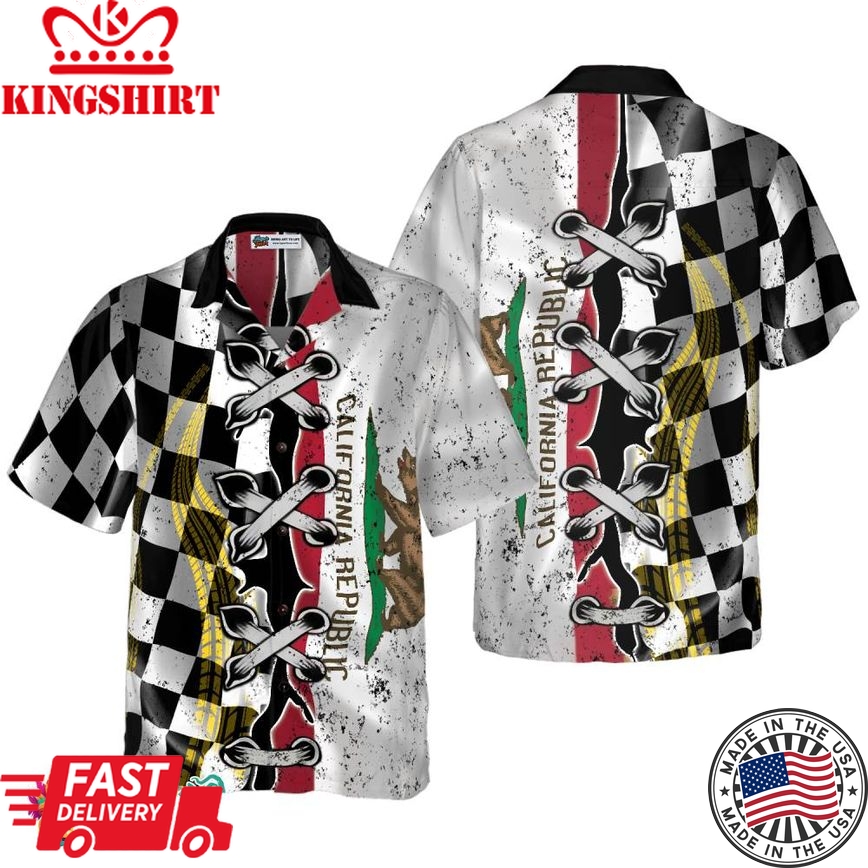 California Racing Flag Hawaiian Shirt