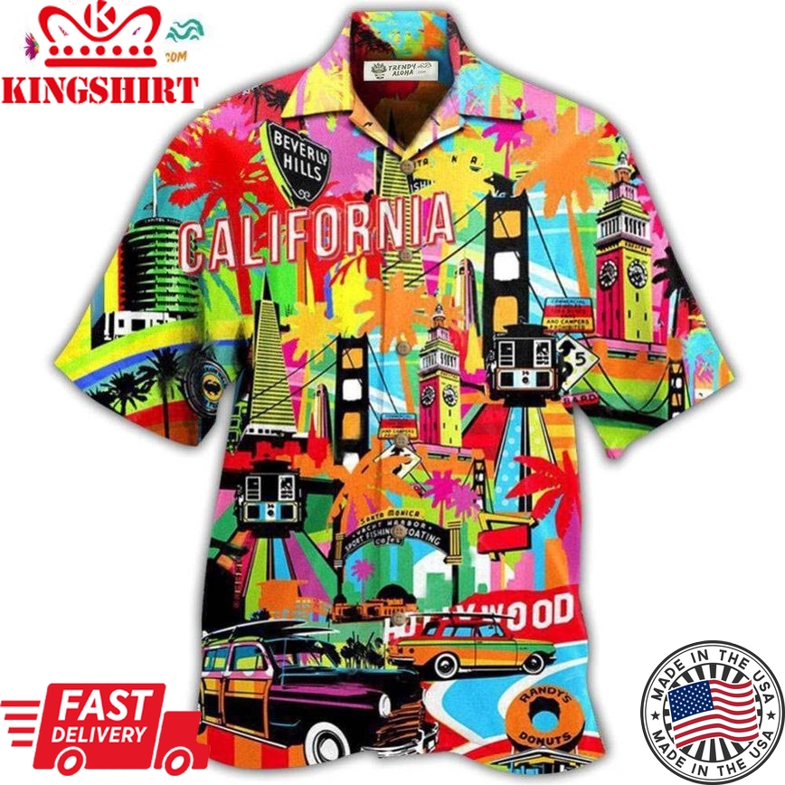 California Where Its Summer Time Colorful Hawaiian Shirt