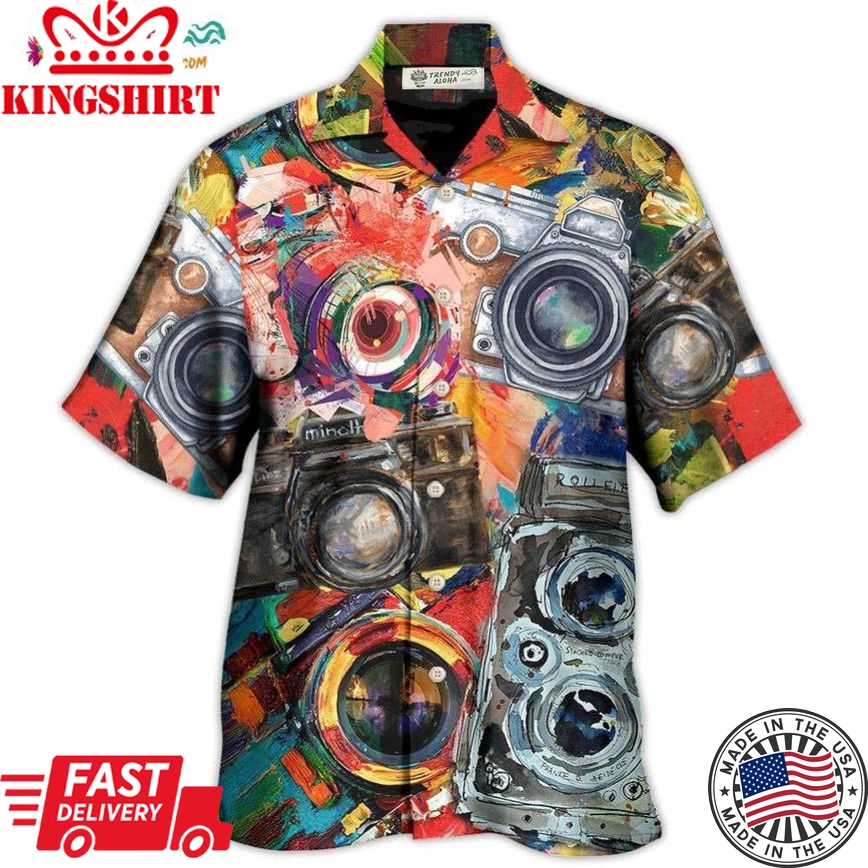 Camera Vintage Colorful Retro Hawaiian Shirt