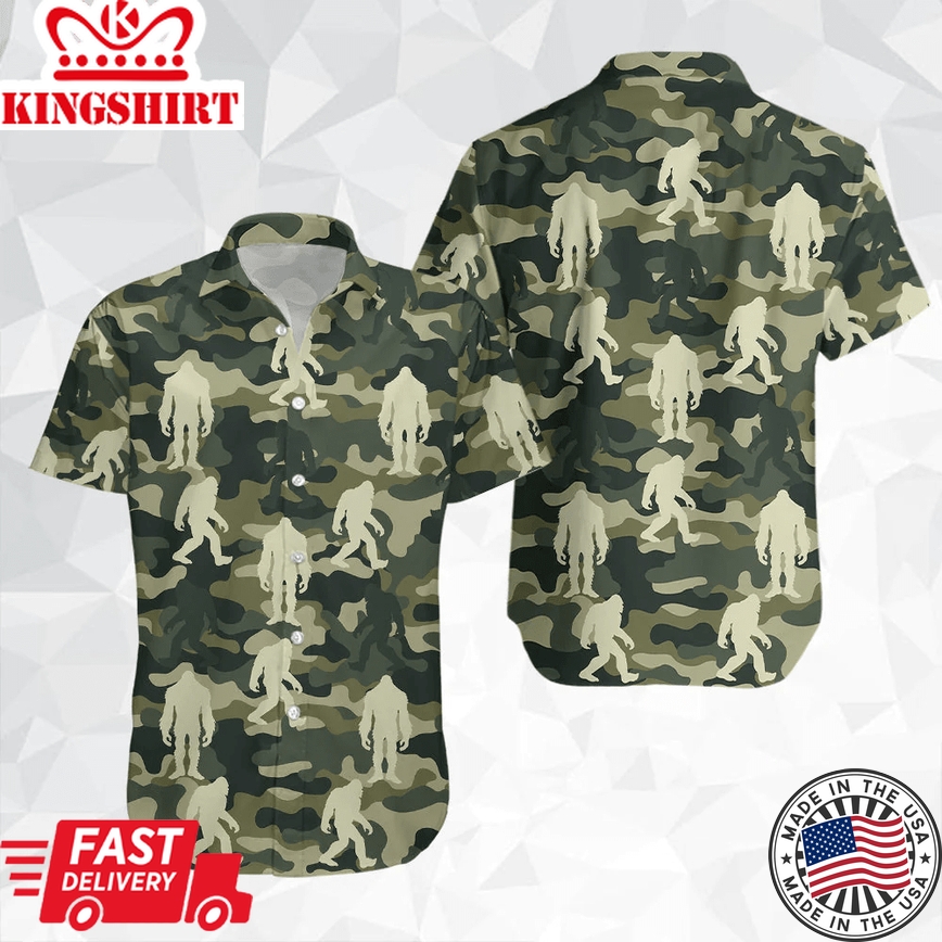 Camo Bigfoot Trendy Hawaiian Shirt