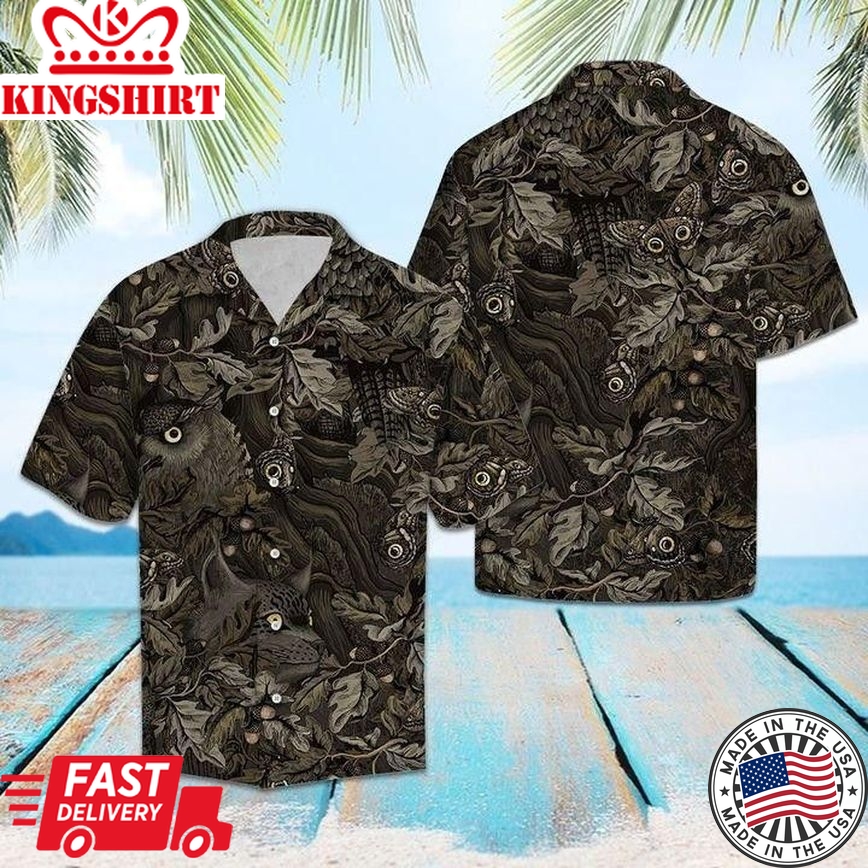 Camouflage Owl Butterfly Trendy Hawaiian Shirt