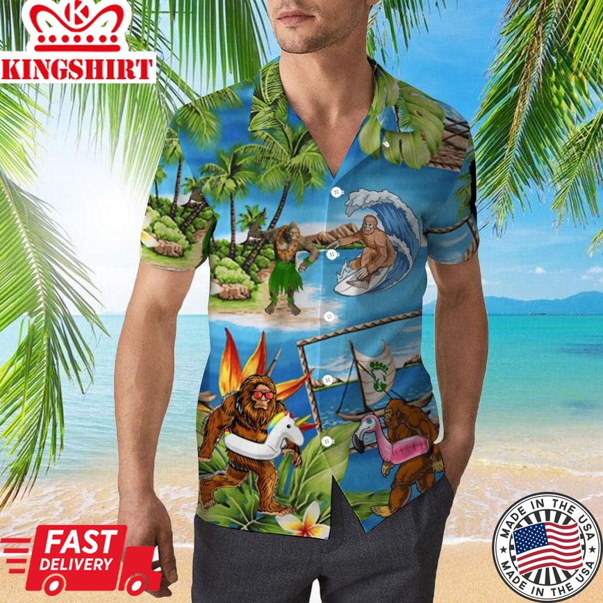 Camping Amazing Bigfoot Trendy Hawaiian Shirt