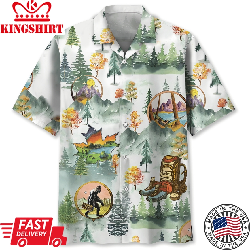 Camping Bigfoot Trendy Hawaiian Shirt