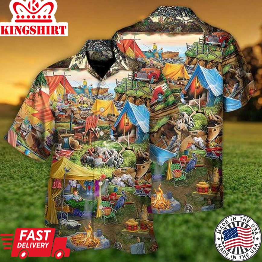 Camping Glamping Tent Family Picnic Happiness - Hawaiian Shirt