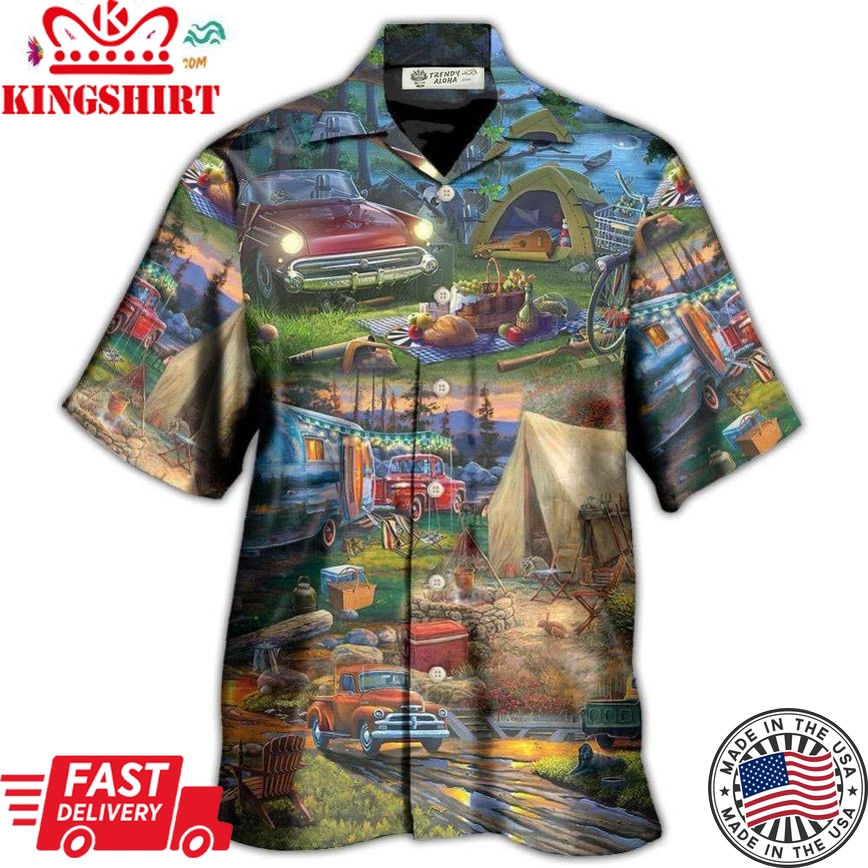 Camping Happy Night With Caravans Hawaiian Shirt