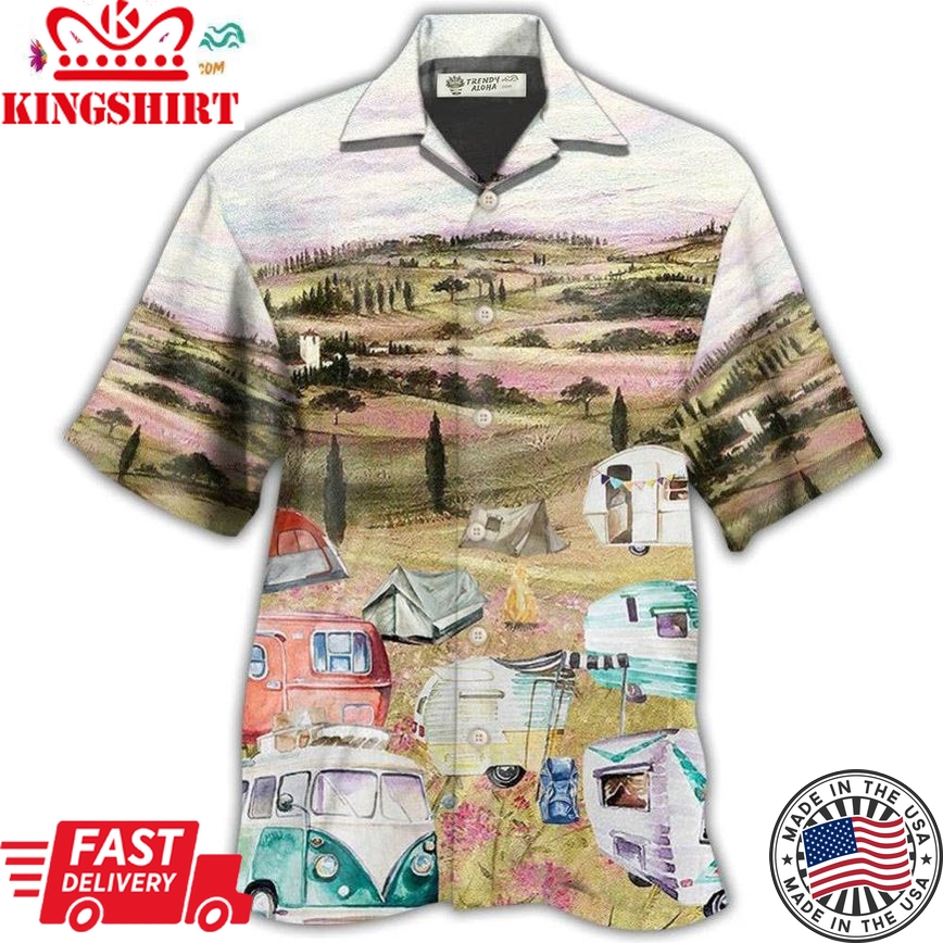 Camping Immense Meadow Art Hawaiian Shirt