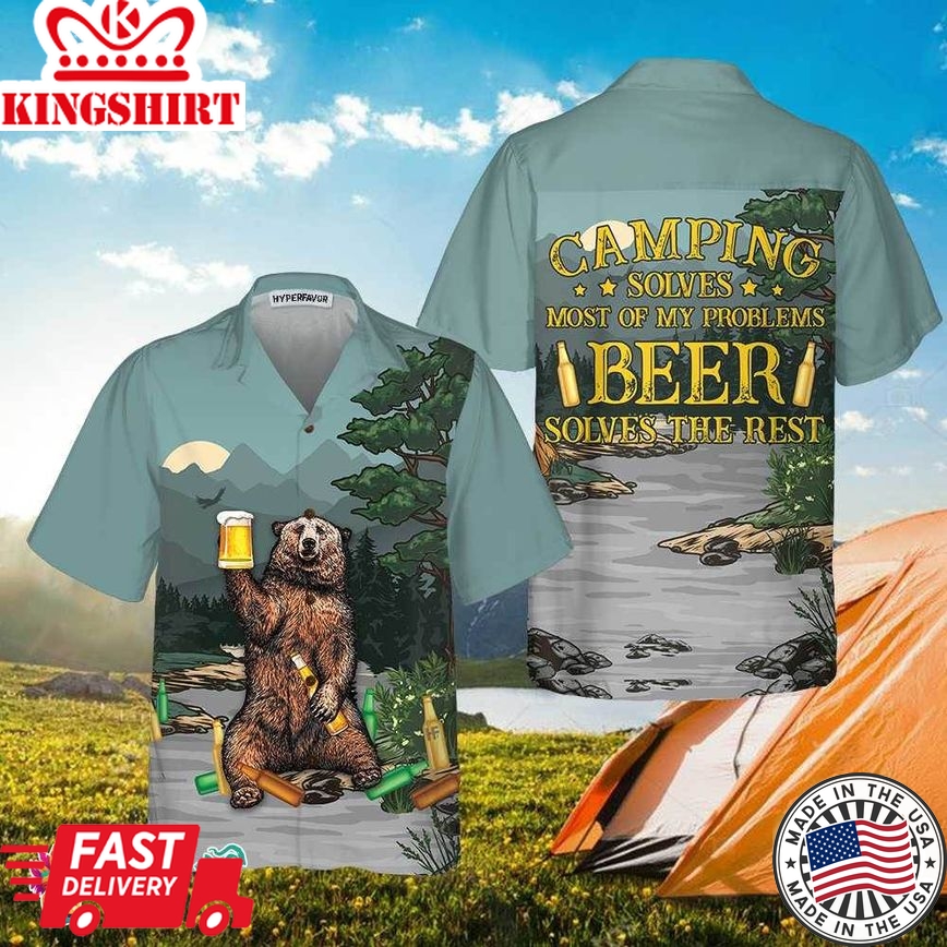 Camping Solves Most Of Problems Hawaiian Shirt, Funny Beer And Camping Shirt For Men And Women