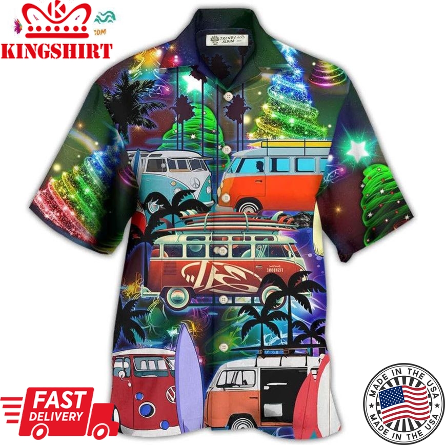 Camping Van Merry Christmas Happy Night Hawaiian Shirt