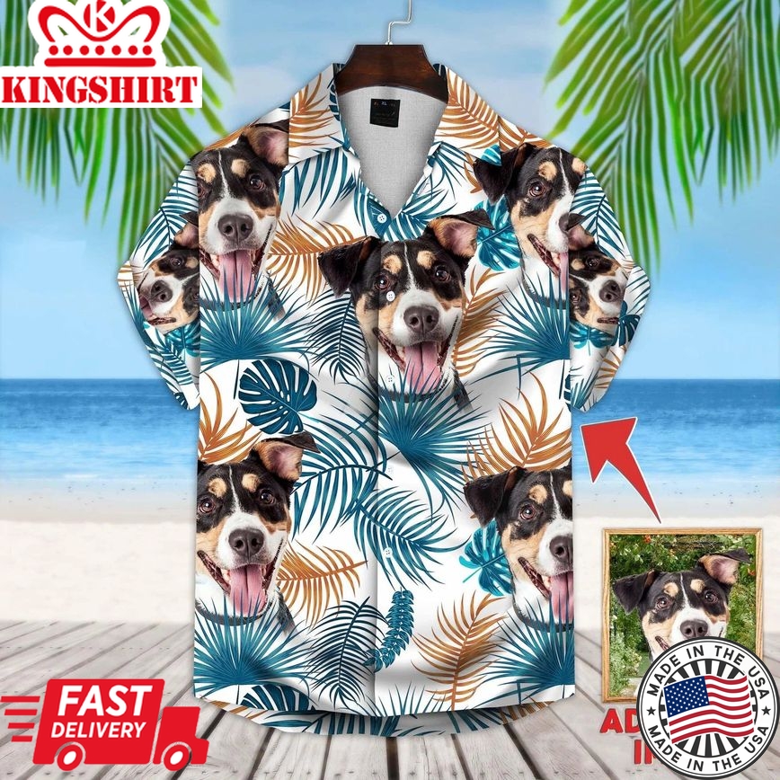 Canine Blooms: Custom Photo Dog Hawaiian Shirt with Floral Accents