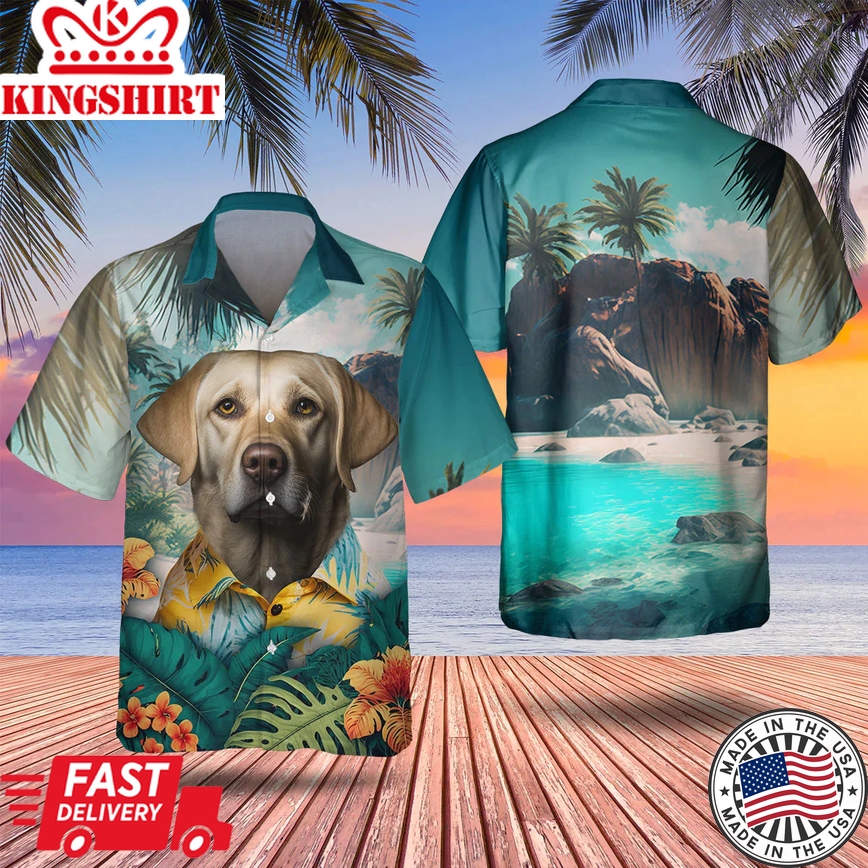 Canine Paradise: Labrador Retriever Tropical Trendy Hawaiian Shirt - Stylish and Playful Attire for Dog Lovers