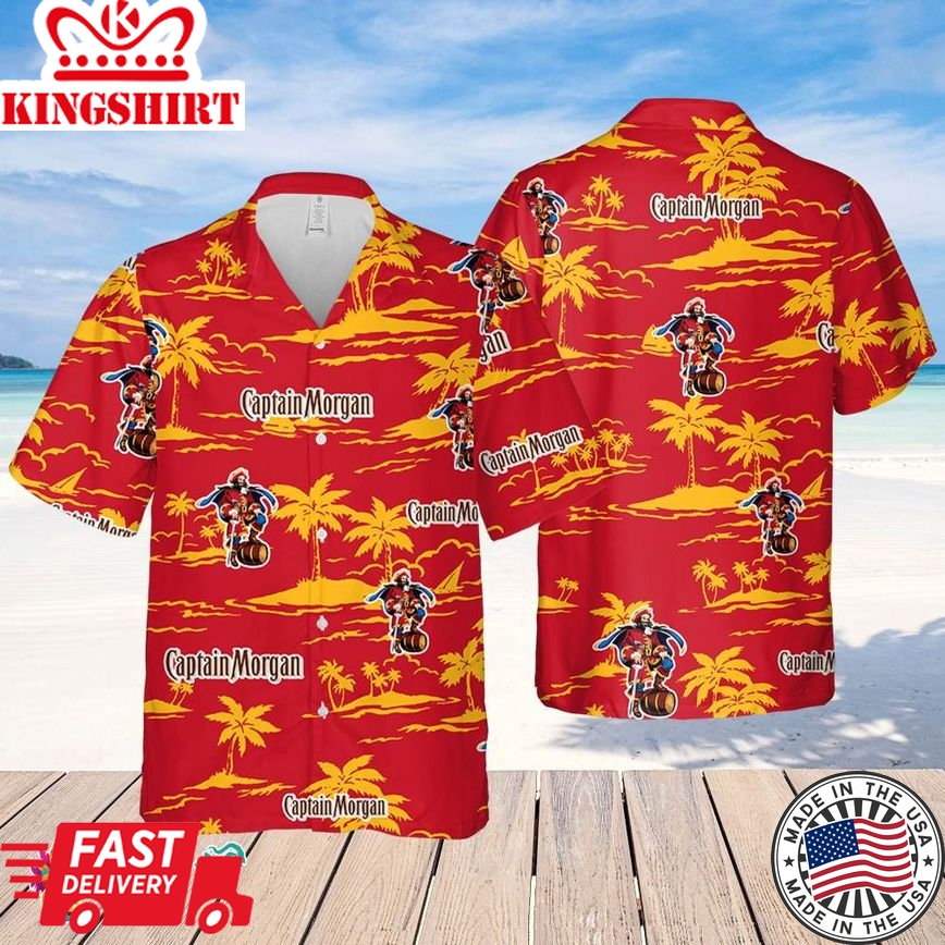 Captain Morgan Hawaiian Beach Pattern Shirt, Hawaii Beer Shirt,Captain Morgan Hawaiian Summer Shirt, Captain Morgan Aloha Shirt