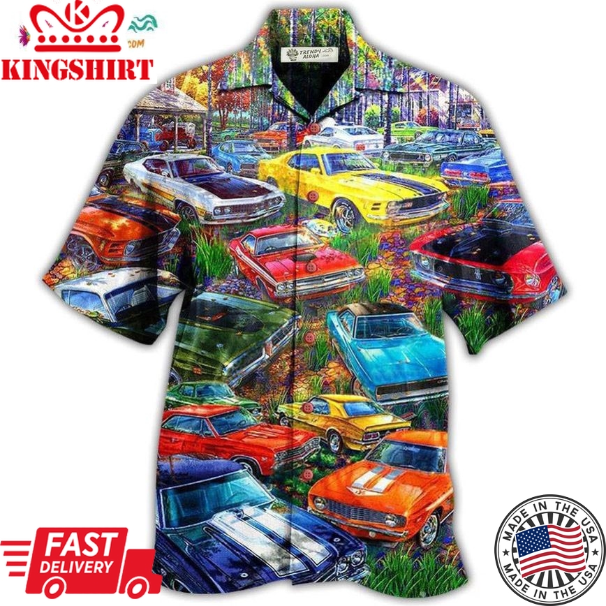 Car In The Garden Colorful Style Hawaiian Shirt