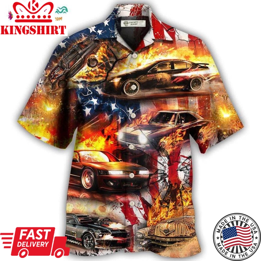 Car Independence Day Fire Hawaiian Shirt