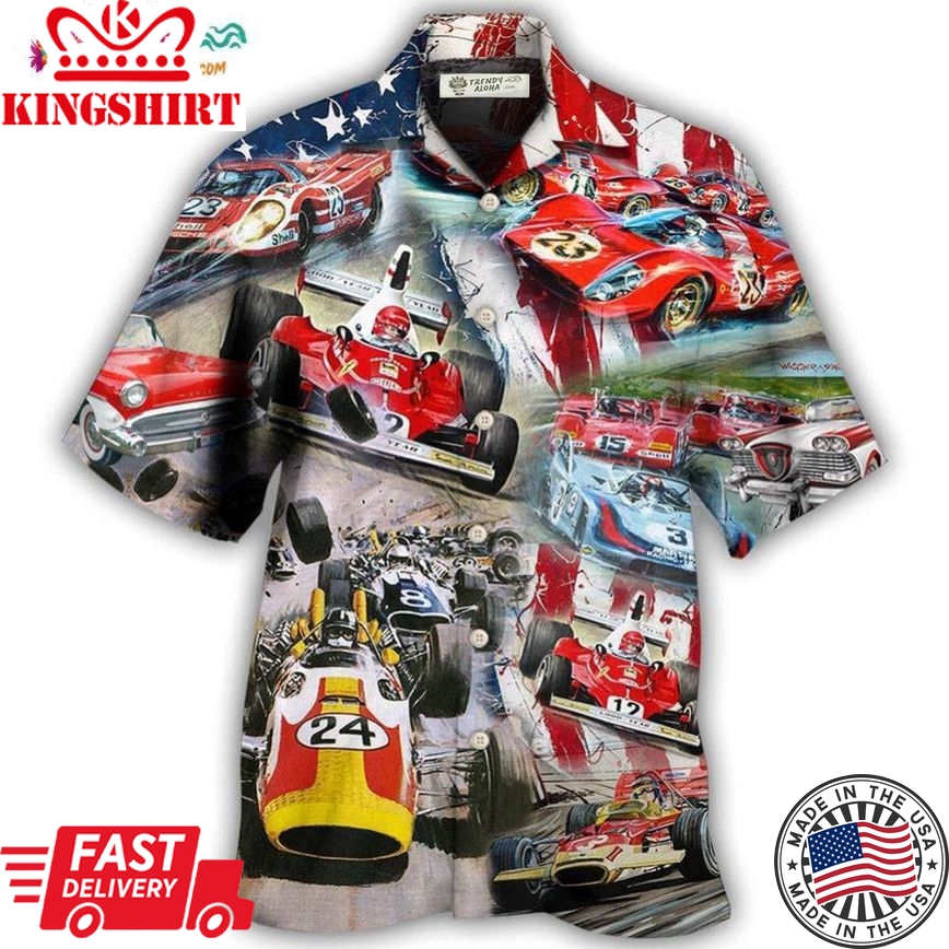 Car Racing Independence Day America Hawaiian Shirt