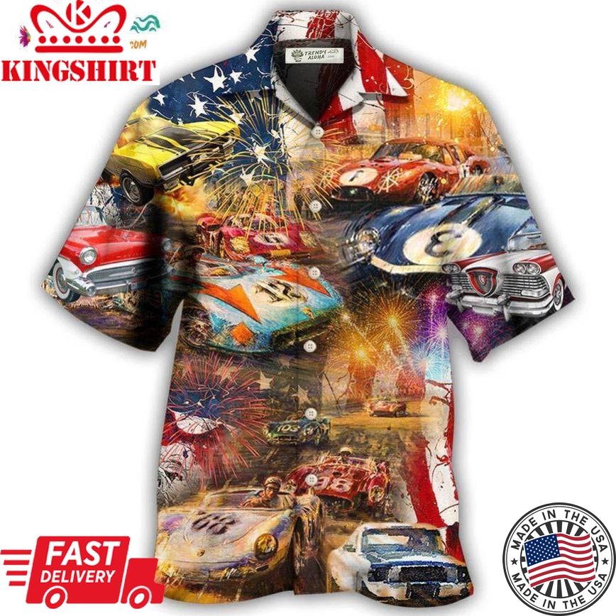 Car Racing Independence Day Hawaiian Shirt