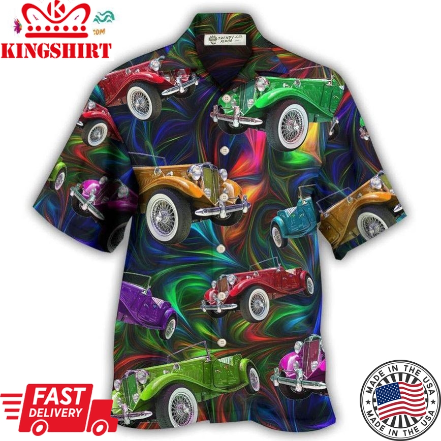 Car Retro Colorful Vibe Hawaiian Shirt